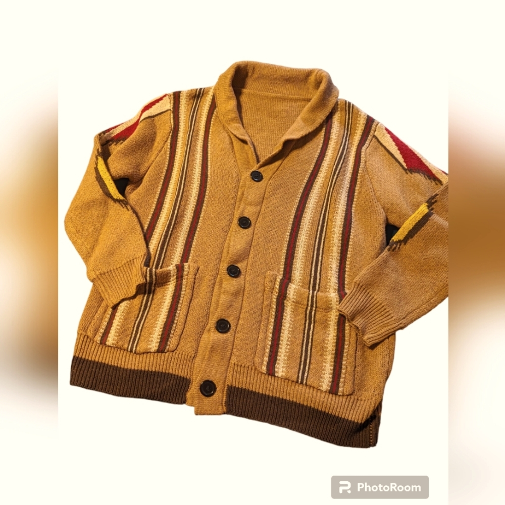Grandpa Knit Cardigan Sweater Button up Front pocket